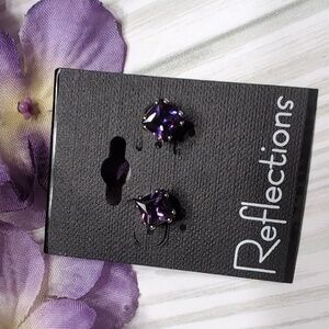 Reflections Dark Purple Stud Earrings Made With Swarovski Crystals - Sparkly!